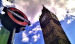 A underground logo besides Big Ben