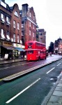 A Street with a red bus
