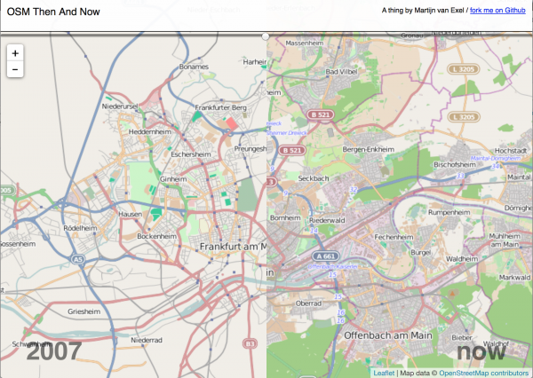 Screen Shot der Then and Now Visualisierung von Martijn van Exel 